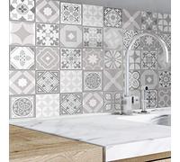 WALPLUS 15cm(6") 48 pcs Tile Stickers Capella Limestone Tiles Peel and Stick Backsplash Self-Adhesive Decals Vinyl Home Decors DIY Splashback for Kitchen Bathroom Tile Paint Stick on Tiles Transfer