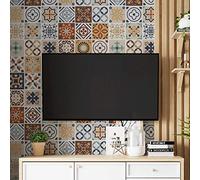 WALPLUS 15cm(6") 48 pcs Tile Stickers Rabat Mediterranean Tiles Peel and Stick Backsplash Self-Adhesive Decals Vinyl Home Decors DIY Splashback for Kitchen Bathroom Tile Paint Stick on Tiles Transfer