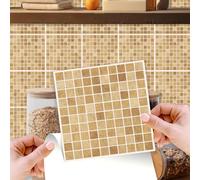 WALPLUS 15cm(6") 96 Pieces Boticcino Marble Mosaic Wall Tile Sticker Set Peel and Stick Backsplash Decals Vinyl Home Decors Splashback for Kitchen Bathroom Tile Paint Stick on Wall Bedroom