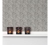 WALPLUS 15cm(6") 96 Pieces Natural Grey Limestone Mosaic Wall Tile Sticker Set Peel and Stick Backsplash Decals Vinyl Home Decors Splashback for Kitchen Bathroom Tile Paint Stick on Wall