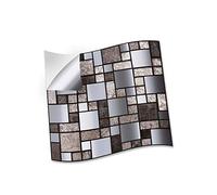 Walplus 24 Pcs Metallic Silver Grey Stone Metallic Peel And Stick Wall Tiles Sticker - Self Adhesive Stick On Tiles For Kitchen