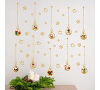 WALPLUS 160x60cm Christmas Decorations Wall Stickers Matt Gold Christmas Ornaments Wall Stickers Wall Art Window Display Clings Display Decals Living Room Living Room Bedroom DIY Gift