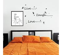 Walplus 182 x 100 cm "Bicycle Quote + Vivid Live Laugh Love" Removable Wall Stickers Frame Sticker Office Home Decoration, Black White