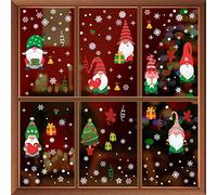 WALPLUS 198 PCS Window Stickers Christmas Snowflake Window Stickers Removable Christmas Window Stickers Double Sided Xmas Gnomes with Snowflakes Christmas Window Decorations