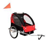 Walplus 2-In-1 Bike Trailer & Stroller Black And Red