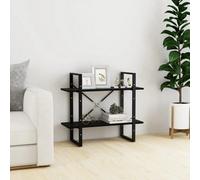 Walplus 2 Tier Book Cabinet Black 80X30X70 Cm Solid Pine Wood