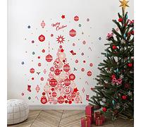 WALPLUS 210x140cm Christmas Combo Decorations Wall Stickers Merry Christmas Around The Tree Wall Art Window Display Clings Display Decals Living Room Home Living Room Bedroom DIY Gift