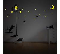 Walplus 220x120 cm Wall Stickers Street Light Glow in Dark Removable Self-Adhesive Mural Art Decals Vinyl Home Decoration DIY Living Bedroom Office Décor Wallpaper Kids Room Gift, Black
