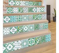 WALPLUS 24 Pcs 15cm(6") Tile Stickers Peel and Stick Backsplash Self-Adhesive Removeable Stick on Wall Vinyl Home Decoration DIY for Living Kitchen Bedroom Splashbacks - English Quote Vintage Green