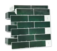 WALPLUS 24 PCS Green Stone Blend 3D Tile Stickers 30.5 x 30.5 cm, Peel and Stick Waterproof Self Adhesive Wall Tiles for Kitchen Bathroom Splashback