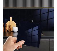 WALPLUS 24 PCS Sticky Back Tiles Bathroom Tile Stickers 15x15cm(6") Self Adhesive Wall Tiles Removable Tile Stickers for Kitchen Glossy Dark Grey Self Adhesive Tiles for Walls Upgrade