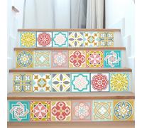 Walplus 24 Pieces 15X15Cm Malia Colourful Peel And Stick Wall Tiles Sticker - Self Adhesive Stick On Tiles For Stairs Kitchen