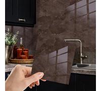 Walplus 24Pcs Glossy Thick Marble Peel And Stick Wall Tiles Sticker - Adhesive Stick On Tiles For Backsplash 15X15 Cm Copper Brown