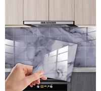 WALPLUS 24pcs Grey Stickers 15x15cm(6") Stick on Kitchen Sticky Back Tile Self Adhesive Wall Sticker Removable Stick on Kitchen Fossil Grey Self Adhesive Tile for Walls Renovation
