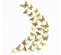 WALPLUS 26pcs 3 Sizes Realistic 3D Butterflies Gold Mural Art Wall Decorations Stickers Butterfly Set Home Decor Wall Decals for Bedroom Birthdays Weddings Party Baby Shower
