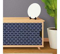 WALPLUS 28.5x14cm@24 pcs Shimmering Blue Honeycomb Hexa Wall Tile Sticker Backsplash Tile Paint Stick on Tiles Peel and Stick Self Adhesive Wall Tiles Stickers for Kitchen Bathroom Tile Transfer