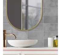 WALPLUS 28.5x14cm@48 pcs Ash Limestone Wall Tile Sticker Backsplash Tile Paint Stick on Tiles Peel and Stick Self Adhesive Wall Tiles Stickers for Kitchen Bathroom Tile Transfer