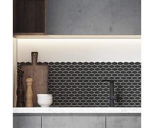 WALPLUS 28.5x14cm@60 pcs Shimmering Black Honeycomb Hexa Wall Tile Sticker Backsplash Tile Paint Stick on Tiles Peel and Stick Self Adhesive Wall Tiles Stickers for Kitchen Bathroom Tile Transfer