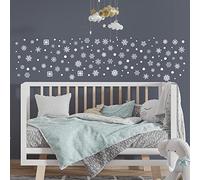WALPLUS 28.5x60cm Christmas Decorations Wall Stickers Delicate Lace Snowflakes Stickers Set Wall Art Display Clings Display Decals Living Room Sale Clearance Home Living Room Bedroom DIY Gift