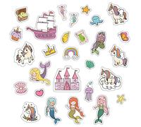 WALPLUS 28 PCS Window Stickers Thick Vinyl Gel Clings Reusable Removable Magical Unicorns and Mermaids for Kids Toddlers Classroom Glass Windows Mirrors