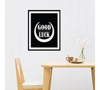 Walplus 29x36.25 cm Wall Stickers Frame "Good Luck" Removable Self-Adhesive Mural Art Decals Vinyl Home Decoration DIY Living Bedroom Office Décor Wallpaper Kids Room Gift, Black White