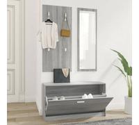 Walplus 3-In-1 Shoe Cabinet Set Grey Sonoma Engineered Wood