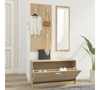 Walplus 3-In-1 Shoe Cabinet Set Sonoma Oak Engineered Wood