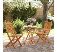 Walplus 3 Piece Folding Bistro Set Solid Wood Acacia