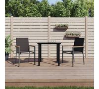 Walplus 3 Piece Garden Dining Set Black Textilene And Steel