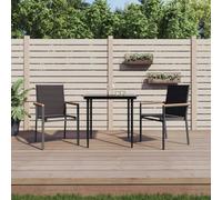 Walplus 3 Piece Garden Dining Set Black Textilene And Steel