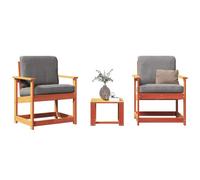 Walplus 3 Piece Garden Lounge Set Wax Brown Solid Wood Pine