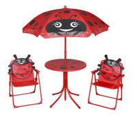 Walplus 3 Piece Kids' Garden Bistro Set With Parasol Red
