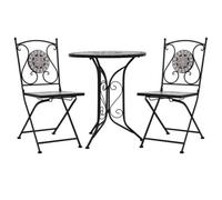 Walplus 3 Piece Mosaic Bistro Set Ceramic Tile Grey