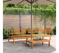 Walplus 3 Piece Outdoor Garden Pallet Sofa For Patio Balcony Poolside Furniture Set Solid Wood Acacia - Cushion Not Included