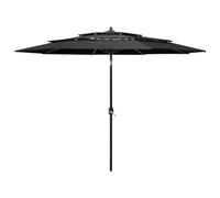 Walplus 3-Tier Garden Parasol With Aluminium Pole Anthracite 3 M