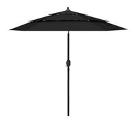 Walplus 3-Tier Garden Parasol With Aluminium Pole Black 2.5 M