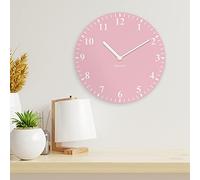 WALPLUS 30cm(11.8in) dia. & 2.5cm(0.98in) depth Rose Light Pink Solid Colour Classic Wall Clock Home DIY Decoration Office Accessories Minimalist Design Bedroom Decor Stylish Living Room Gift Ideas