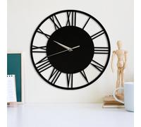 Walplus 30Cm X 30Cm Black Wall Clock - Acrylic Gloss Roman Kitchen Wall Clock, Modern Bedroom Wall Clock, Stylish Silent Wall Clock