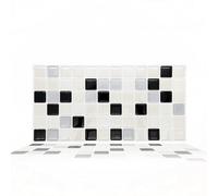 Walplus 36Pcs 20X20 Cm Black And White Peel And Stick 3D Wall Tiles Sticker - Self Adhesive Stick On Tiles For Kitchen