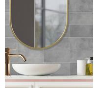 Walplus 36Pcs Ash Limestone 2D Peel And Stick Wall Tiles Sticker Adhesive Stick On Tiles For Backsplash 28.5 X 14Cm