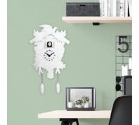 Walplus 37Cm X 20.2Cm White Vintage Cuckoo Clock - Swinging Pendulum, And Classic Design Wall Clock For Bedroom And Livingroom