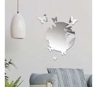 Walplus Mirror Wall Art"Butterfly" Wall Stickers Removable Self-Adhesive Mural Decals Vinyl Home Decoration DIY Living Bedroom Office Décor Kids Room, Silver
