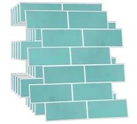 WALPLUS 3D Tile Stickers Peel and Stick Backsplash Splashback Decals Tile Transfer for Kitchen Bathroom Living Room Waterproof - Capri Sea Green Glossy 18 Sheets 30.5 x 30.5cm(12")