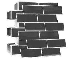 WALPLUS 3D Tile Stickers Peel and Stick Backsplash Splashback Decals Tile Transfer for Kitchen Bathroom Living Room Stick on Tile Waterproof Elegant Dark Grey 6 Sheets 30.5cm(12")