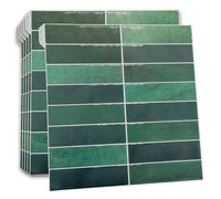 WALPLUS 3D Tile Stickers - Peel and Stick Self Adhesive Wall & Floor Subway Stick on Tiles Transfer for Kitchen Bathroom Shower Splashbacks Cladding Bath Panels - Dark Mose Green, 6 Sheets 30.5x30.5cm