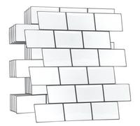Walplus 40 Pieces 30.5 X 15.4 Cm Pure White Grey Peel And Stick 3D Wall Tiles Sticker Adhesive Stick On Tiles For Backsplash