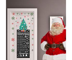 WALPLUS 45x200x0.02cm Christmas Decorations Wall Stickers Merry Christmas Decoration Set Blackboard + Colourful Snowflakes + Christmas Tree Stickers Mural Art Removable Self-Adhesive Decal Vinyl Décor