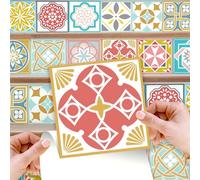 WALPLUS 48 Pcs 15cm(6") Tile Stickers Peel and Stick Backsplash Self-Adhesive Removeable Stick on Wall Vinyl Home Decoration DIY for Living Kitchen Bedroom Splashbacks - Malia Colourful