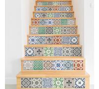 WALPLUS 48 Pcs 15cm(6") Tile Stickers Peel and Stick Backsplash Self-Adhesive Removeable Stick on Wall Vinyl Home Decoration DIY for Living Kitchen Bedroom Splashbacks - Vintage Porcelain