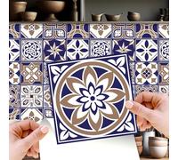 WALPLUS 48 Pcs 15cm(6") Tile Stickers Peel and Stick Backsplash Self-Adhesive Removeable Stick on Wall Vinyl Home Decoration DIY for Living Kitchen Bedroom Splashbacks - Royal
